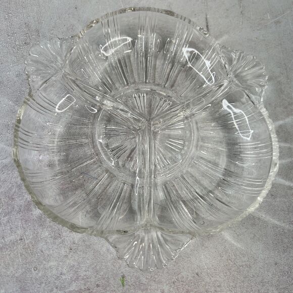 Vintage Hazel Atlas 572 Clear‎ 3-Part Relish Dish 7" - Picture 1 of 7
